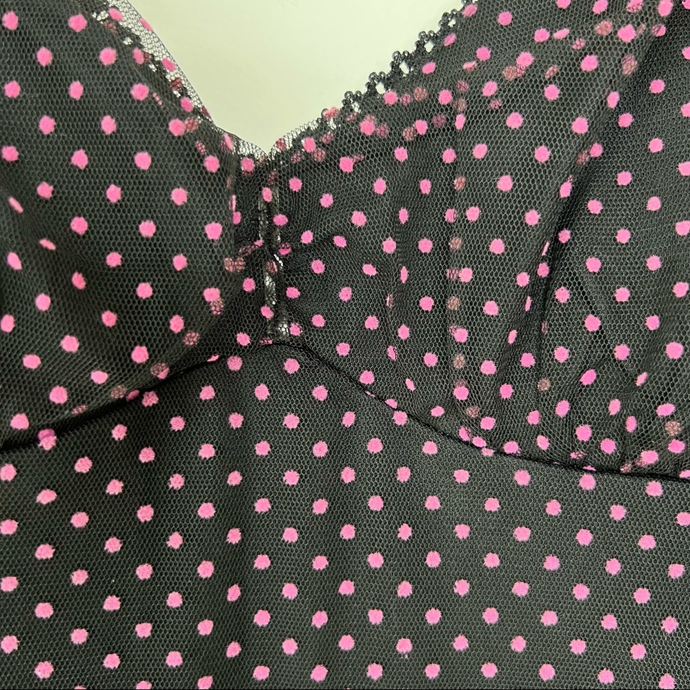 Charlotte Russe Y2K black tulle pink Swiss dot midi vintage slip dress Sz S - Picture 5 of 13